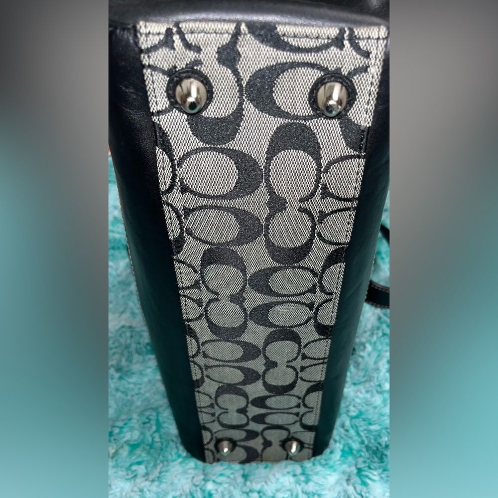 Coach Black and Cream Monogram Tote Bag - Picture 12 of 13